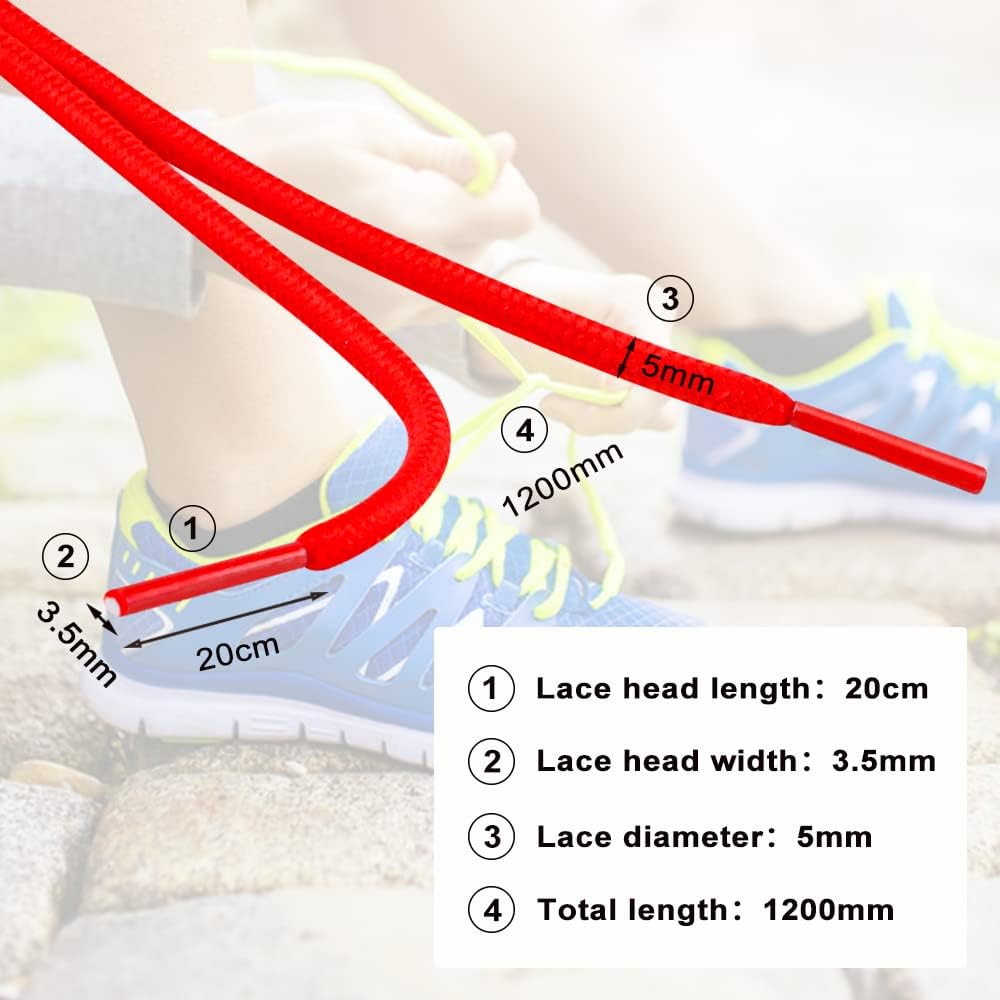 CUGBO 20 Pairs Round Shoelaces Assorted Colored 5mm Width Shoe Laces Strings for Sneakers Boots Skateboard Hiking Athletic Sport Shoes