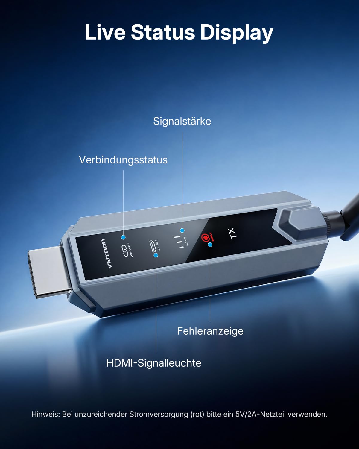 VENTION Wireless HDMI Transmitter and Receiver-Bis zu 6 Empfängern,200m Verbindung, HDMI Funkübertragung 4K Dekodierung, Plug & Play–Für Streaming von Laptop, Kamera zu TV, Beamer, Monitor(1TX+2RX)