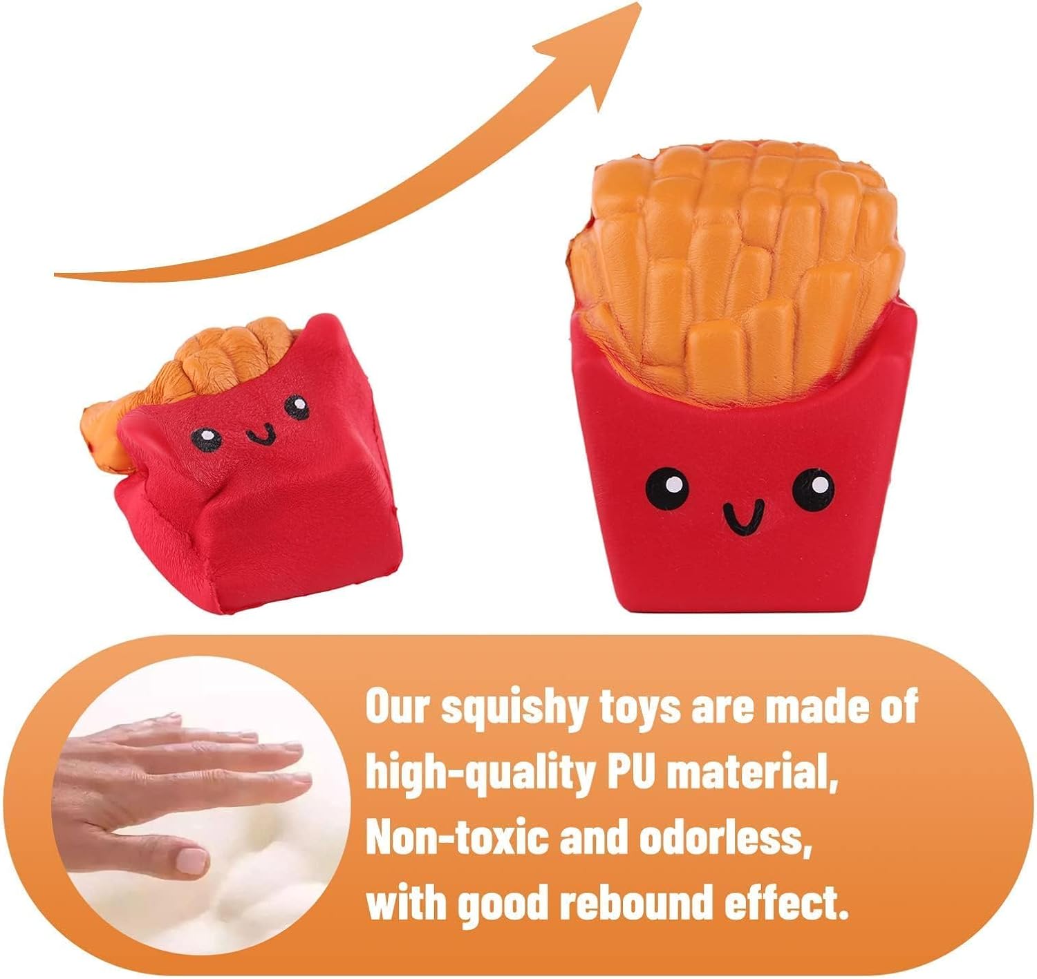 Anboor Squishys Food 3.9" Fries Chips Toy Kawaii Food Soft Squeeze Boy Girl Toy as Kitchen Party Favor Stress Relief Kid's Toys