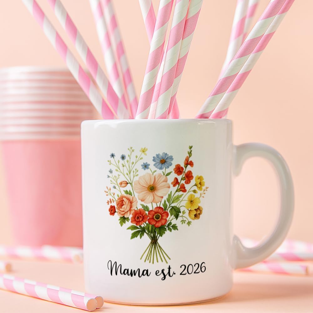 Fatbaby Mama Est 2026 Mug, Mother's Day Gift for New Mom, Baby Shower Gifts, Pregnancy Gift For Women Coworker Friends, Mom Cup 11 OZ - Image 3