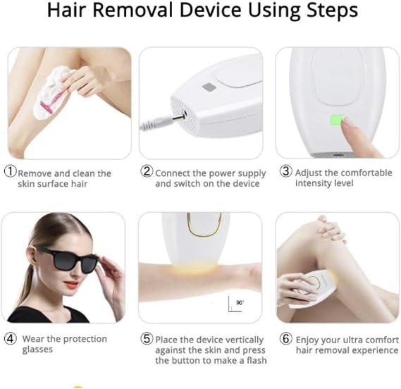 IPL Laser Hair Removal Handset - Painless at-Home Device for Women & Men, Permanent Hair Remover for Face Body Bikini (White)
