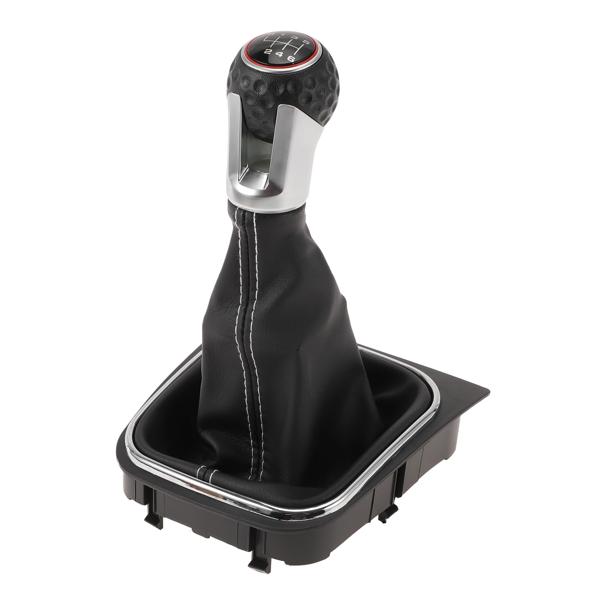 Pomello del cambio manuale a 6 marce con copertura per VW Golf 5 MK5 GTI GTD 2004-2009, leva del cambio in plastica effetto pelle, colore nero/bianco.