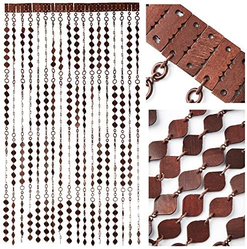 Door Curtain Screen From Wooden Beads Size - 90 x 200 cm - Handmade Hanging Beaded Door Blinds - Easy To Install
