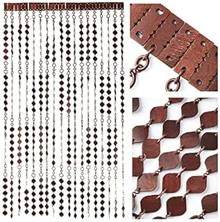 Door Curtain Screen From Wooden Beads Size - 90 x 200 cm - Handmade Hanging Beaded Door Blinds - Easy To Install