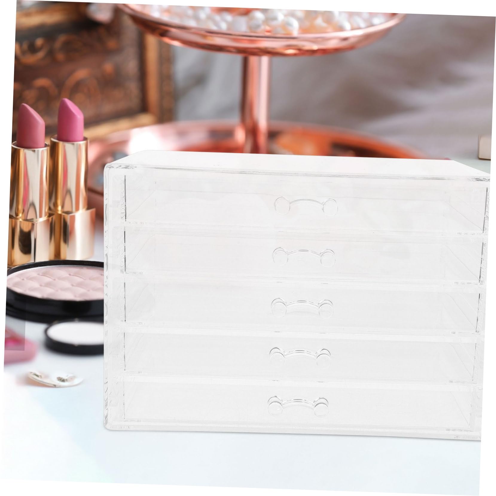 STOBAZA Boîte Rangement Tiroir en Acrylique à 5 Couches avec 5 Tiroirs Pratiques, Organisateur Polyvalent pour Bureau et Décoration de Chambre
