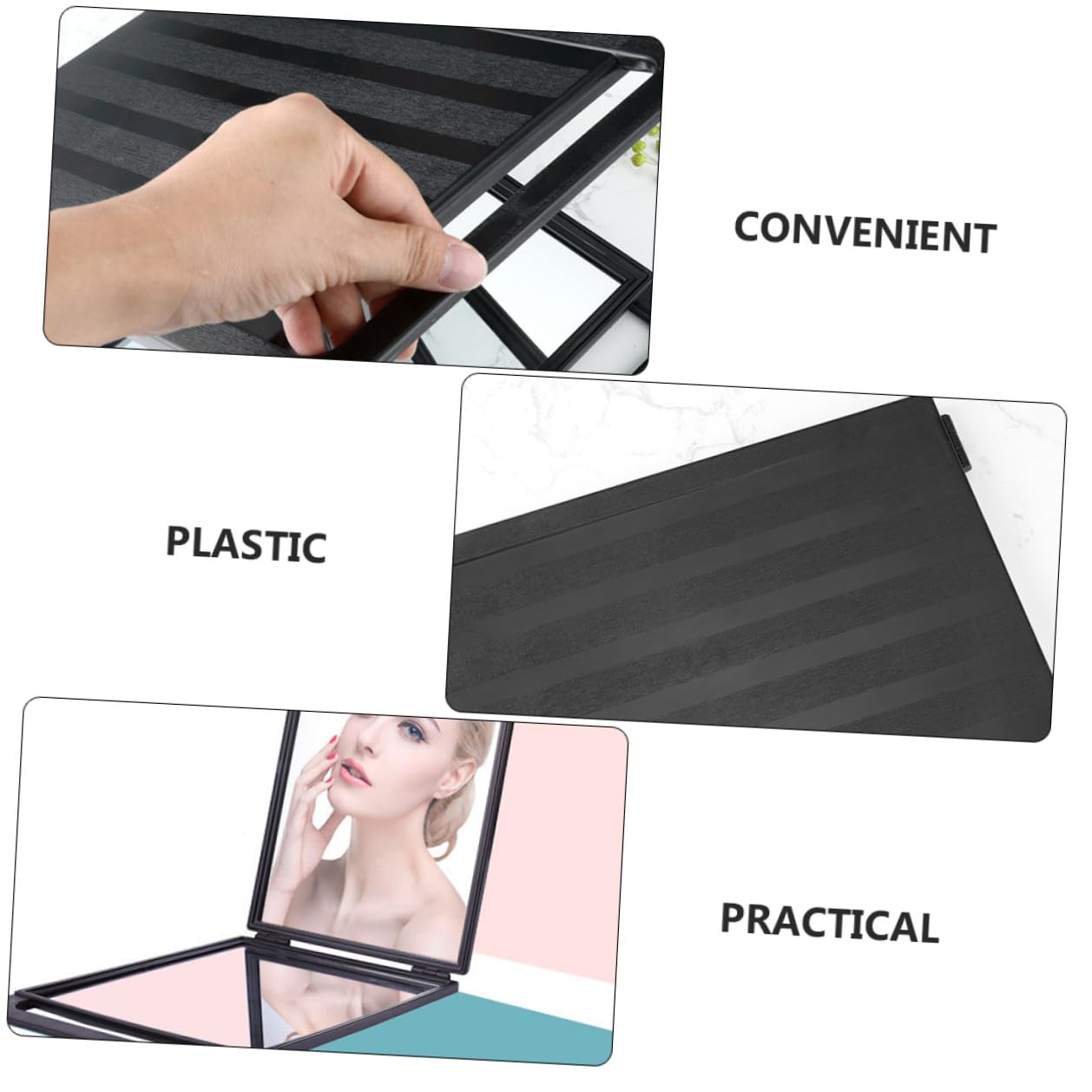 ULTECHNOVO Doppelseitiger Friseursalon Handspiegel mit Griff Großer Tragbarer Kosmetikspiegel für Make up und Haarschnitt Leichtes Reise Accessoire für Damen und Profis