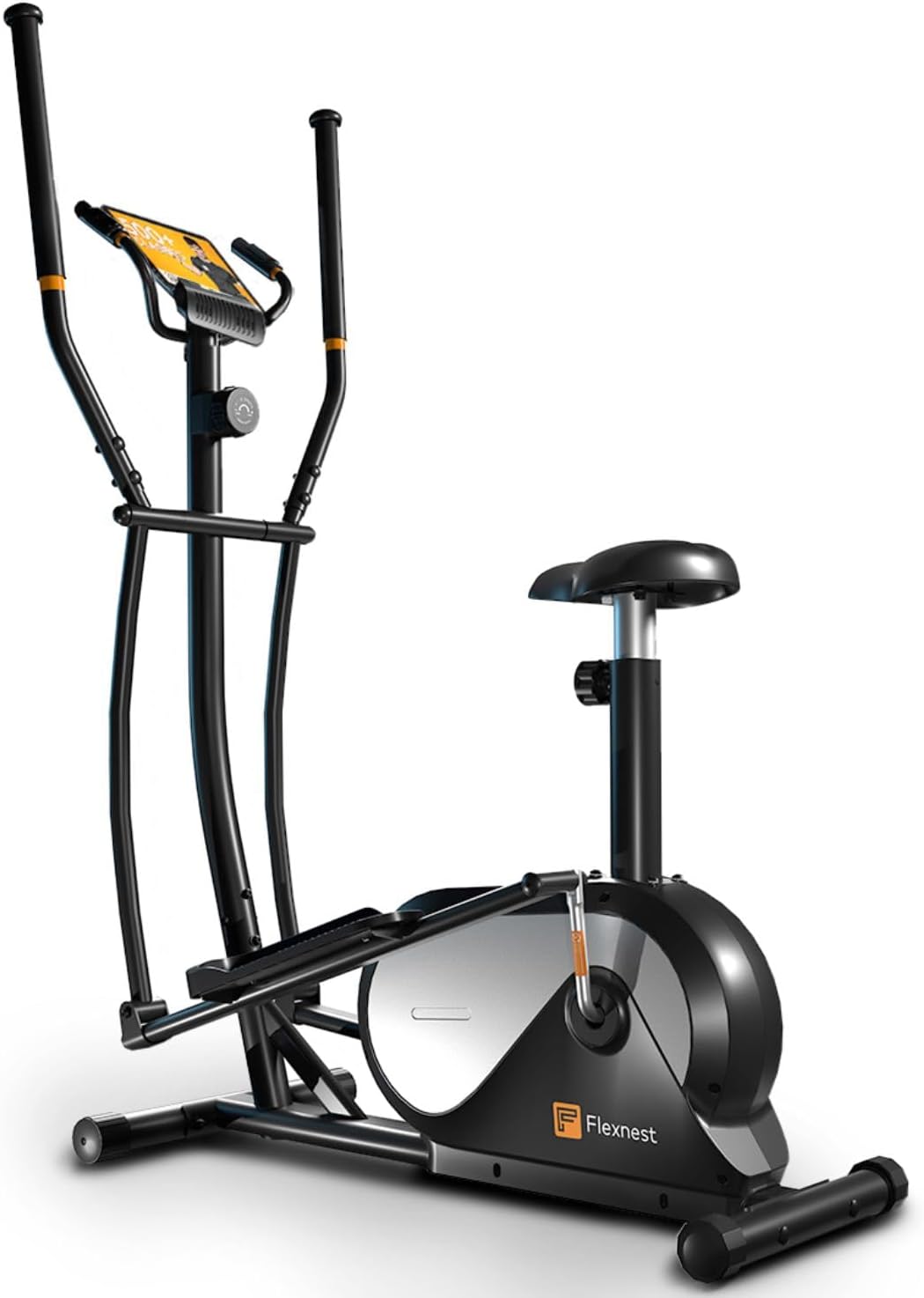 Flexnest Flextrainer EZ Smart Bluetooth Enabled Elliptical Cross Trainer with in-Built Display, 6Kg Steel Flywheel, Max Weight: 120kg for Home Gym Workout - Silver