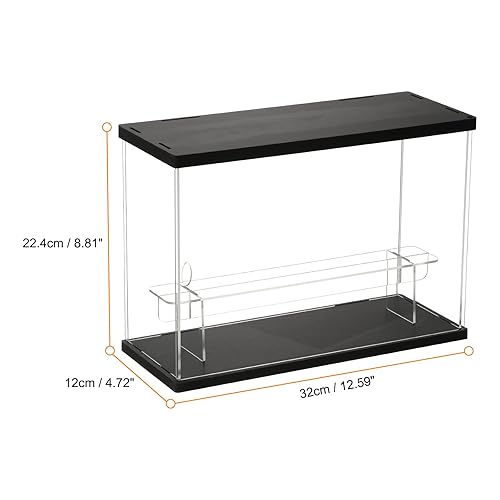 Miniatura 2 de METALLIXITY Vitrina de acrílico con luz LED (12.59 x 4.72 pulgadas), cajas de exhibición transparentes a prueba de polvo de 2 niveles, adecuadas