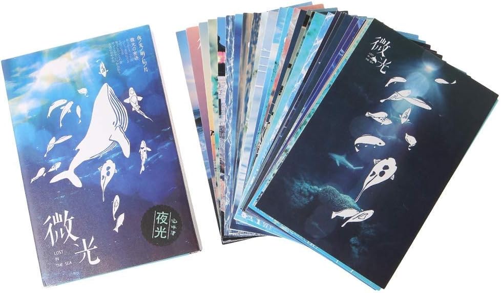 30pcs Vintage Luminous Postcard Glow In The Dark Ocean Greeting Post Card