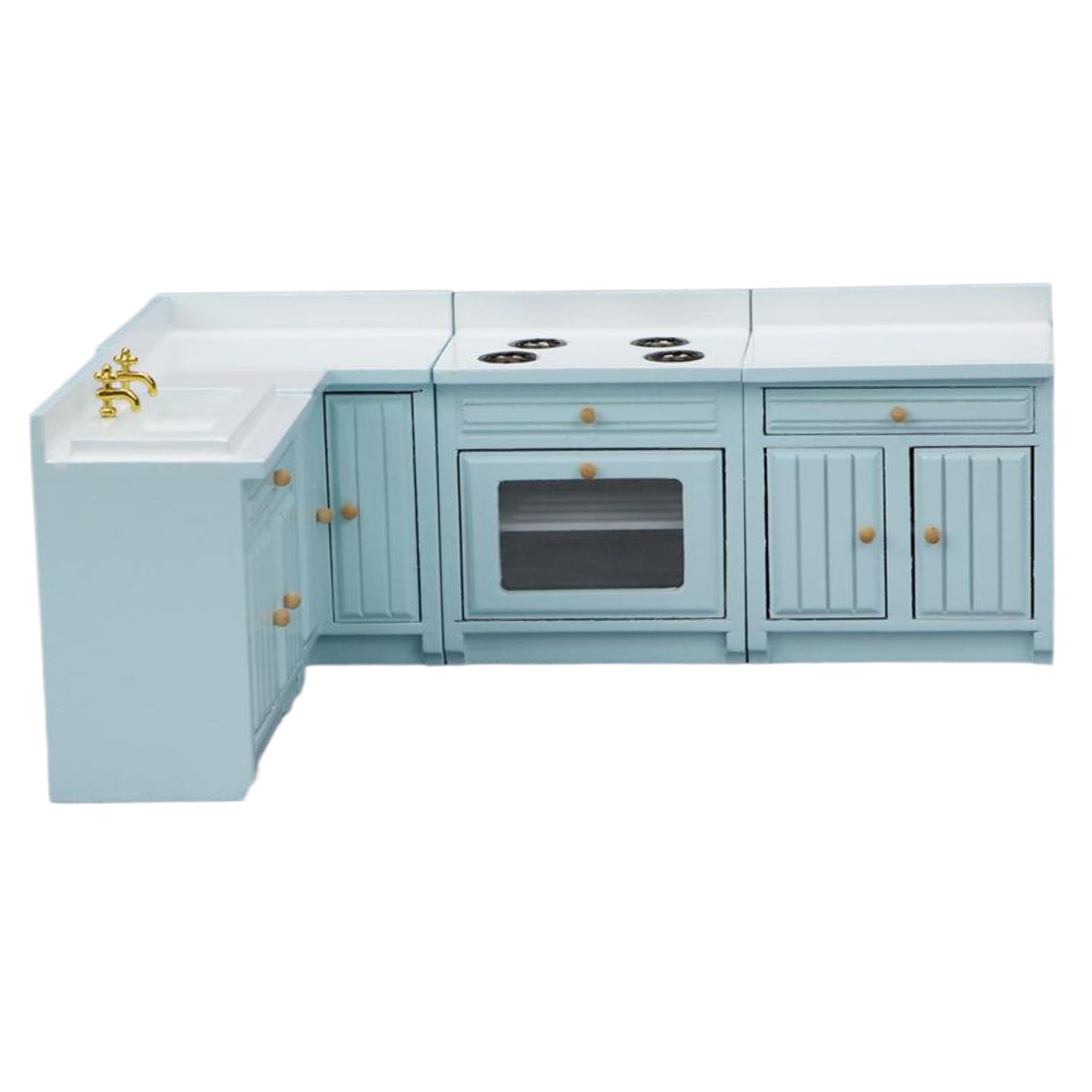 Muebles de casa de muñecas de madera escala 1/12 cocina de diseño delicado 6
