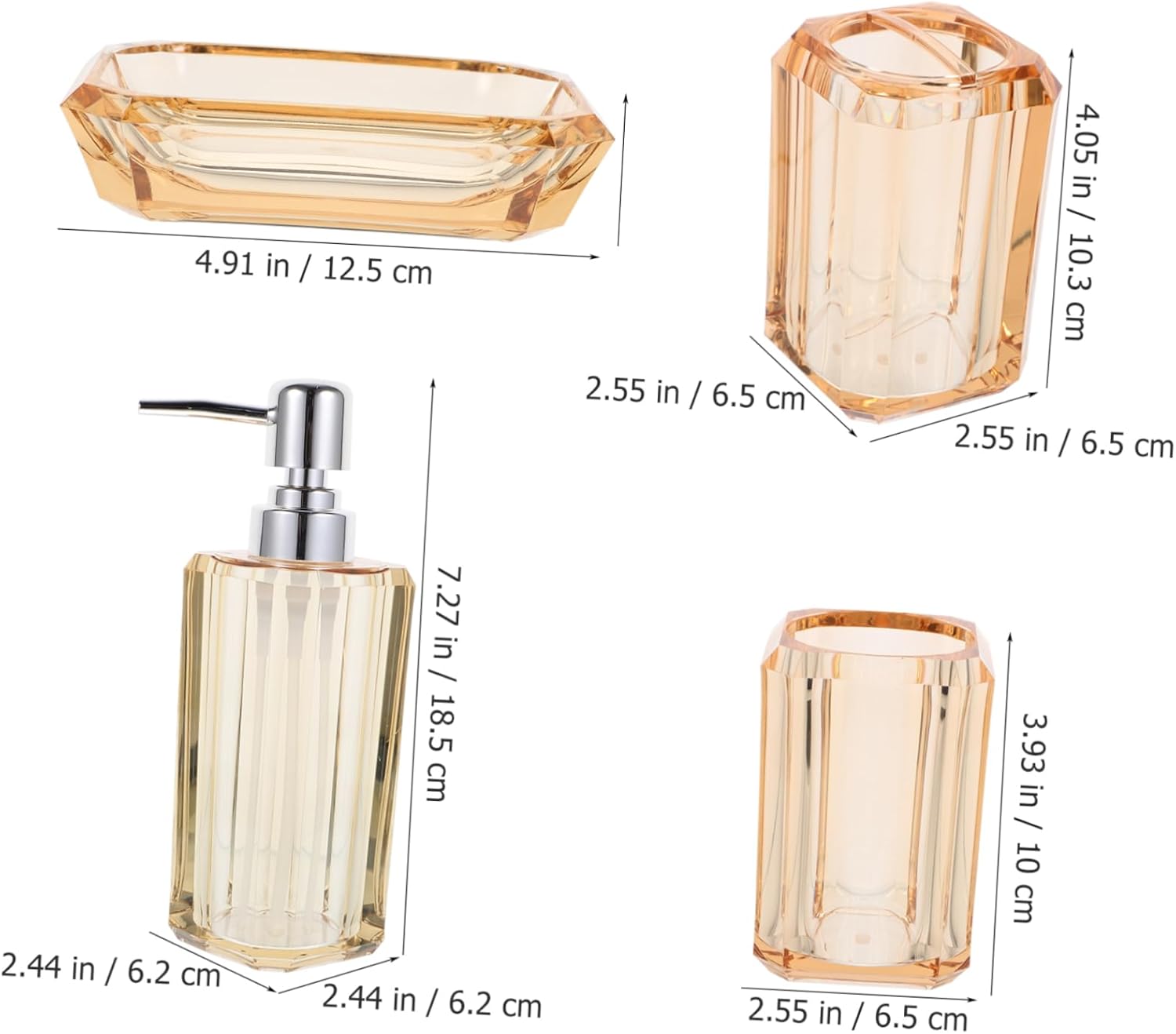 VALICLUD 1Set Transparent Bathroom Accessories Set Includes Soap Dispenser Toothbrush Holder Tumbler and Soap Dish Lotion Dispenser for Use