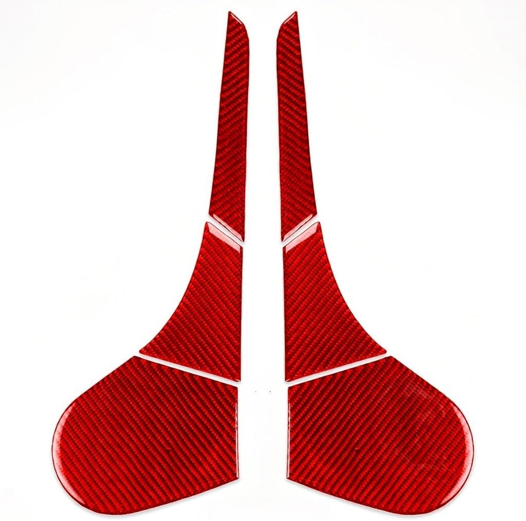 Real Carbon Fiber Interior Decoration Cover Premium Woven Texture Self-Adhesive Sticker Trim Compatible with Grand Cherokee 2012-2021 (Red Real Carbon Fiber, Window Switch Stickers 4pc)