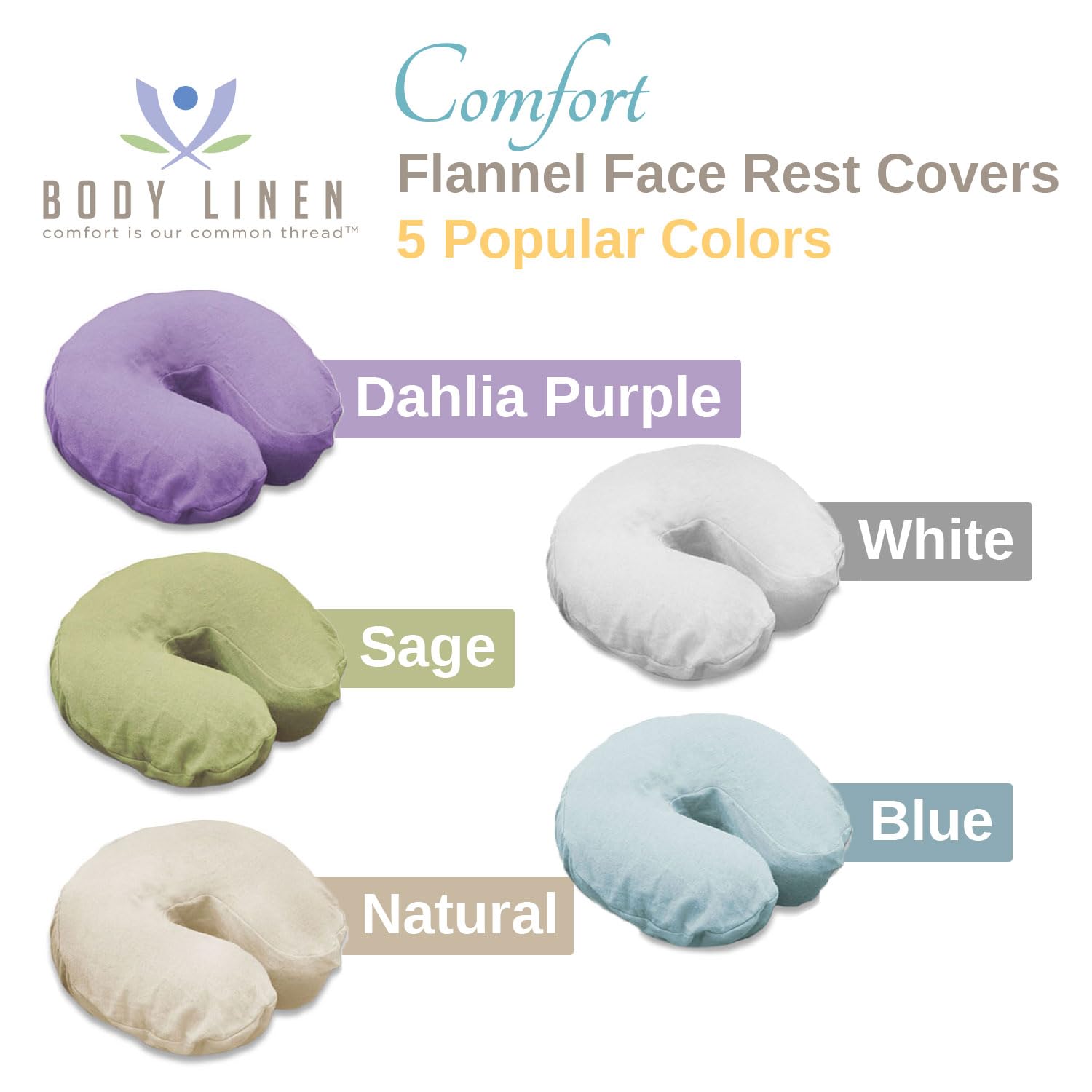 Body Linen Coperture per il viso in flanella per lettini da massaggio (naturale, confezione da 10) – morbide, resistenti e leggere, 100% flanella di cotone, per uso professionale