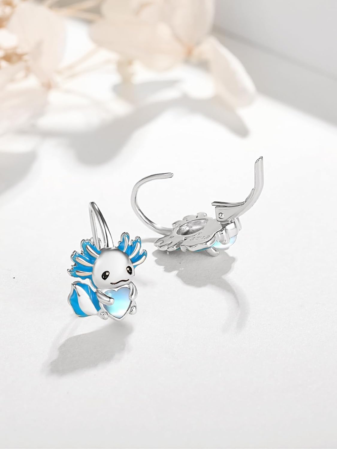 Dreamboat Moonstone Animal Leverback Earrings for Women 925 Sterling Silver Hypoallergenic Sensitive Ear Cute Animals Jewelry Christmas Birthday Gifts for Wife Daughter - Image 2