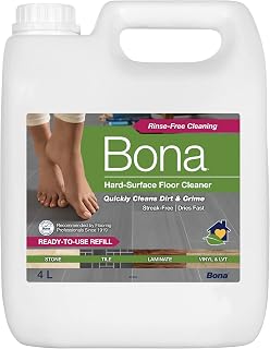 Bona Hard-Surface Floor Cleaner Liquid, for Stone, Tile, Laminate & LVT Floors, 4 Litre Refill Bottle