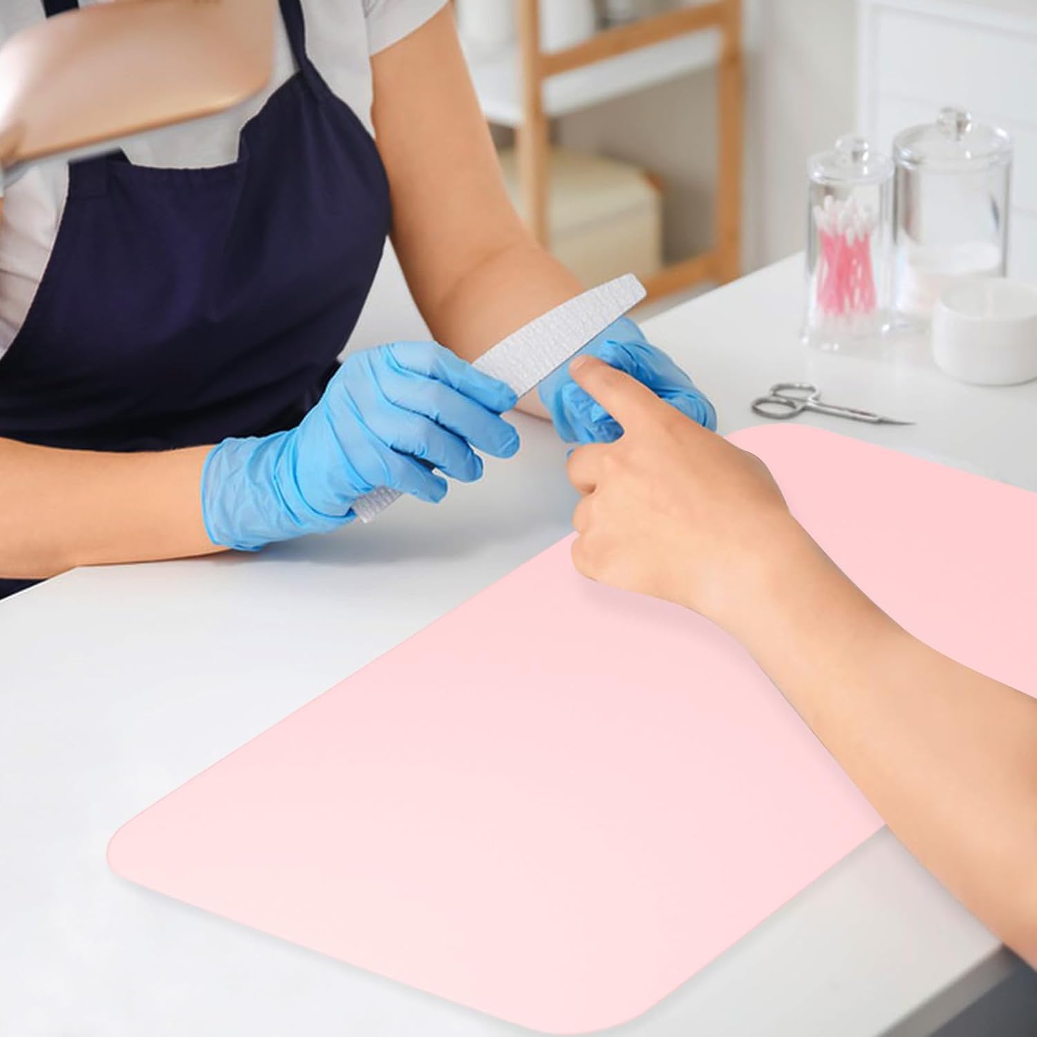 SHIMIDO Nail Art Table Mat, (MAT ONLY) Premium Soft Microfiber Leather Nail Arm Rest Mat, Nail Art Hand Rest Mat for Nail Arm Rest Cushion, Nail Tech Must Haves Table Mat (Pink)