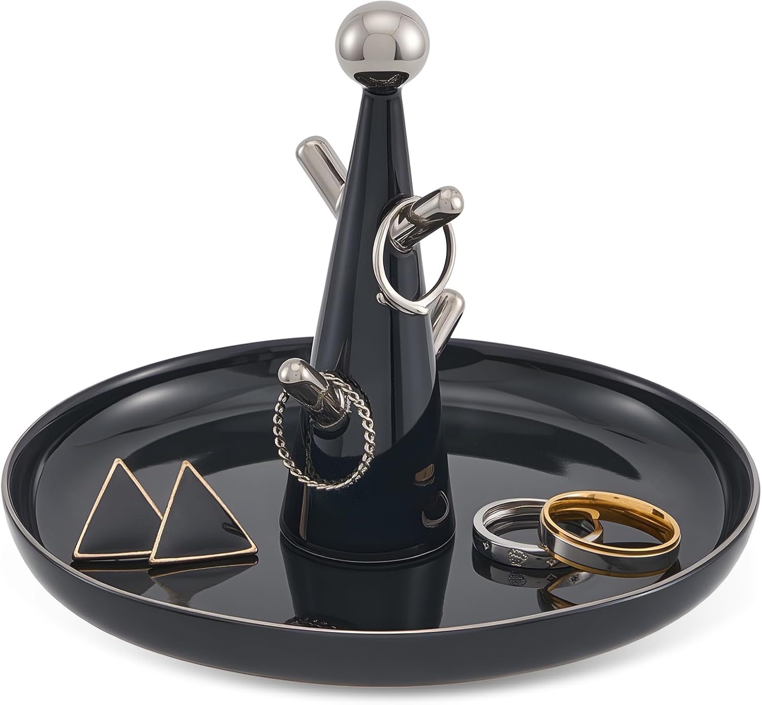 Lolalet Ceramic Ring Dish Holder, Tree-shaped Trinket Tray for Rings Earrings Necklaces Jewelry Decorative Plate Present for Birthday Wedding Engagement -White