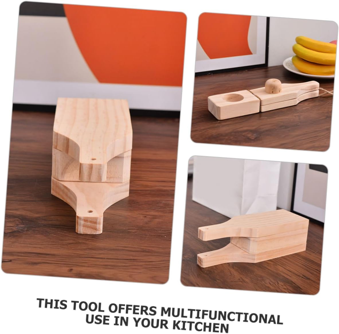 Wooden Crusher Potato Masher for Baking Unique Kitchen Gadget Plantain Cups Maker Tostones Press Tool Multipurpose Snack Maker