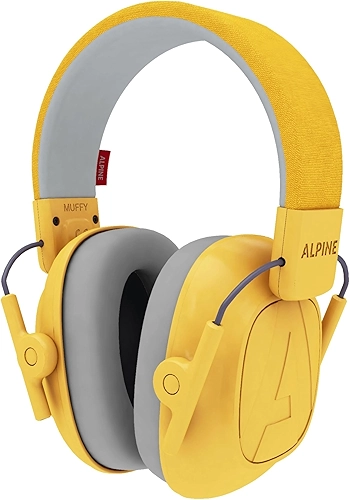 Alpine Muffy Kids – Fones de ouvido com cancelamento de ruído para crianças – Certificado CE e ANSI – 25dB – Auxiliar sensorial e de concentração – Amarelo