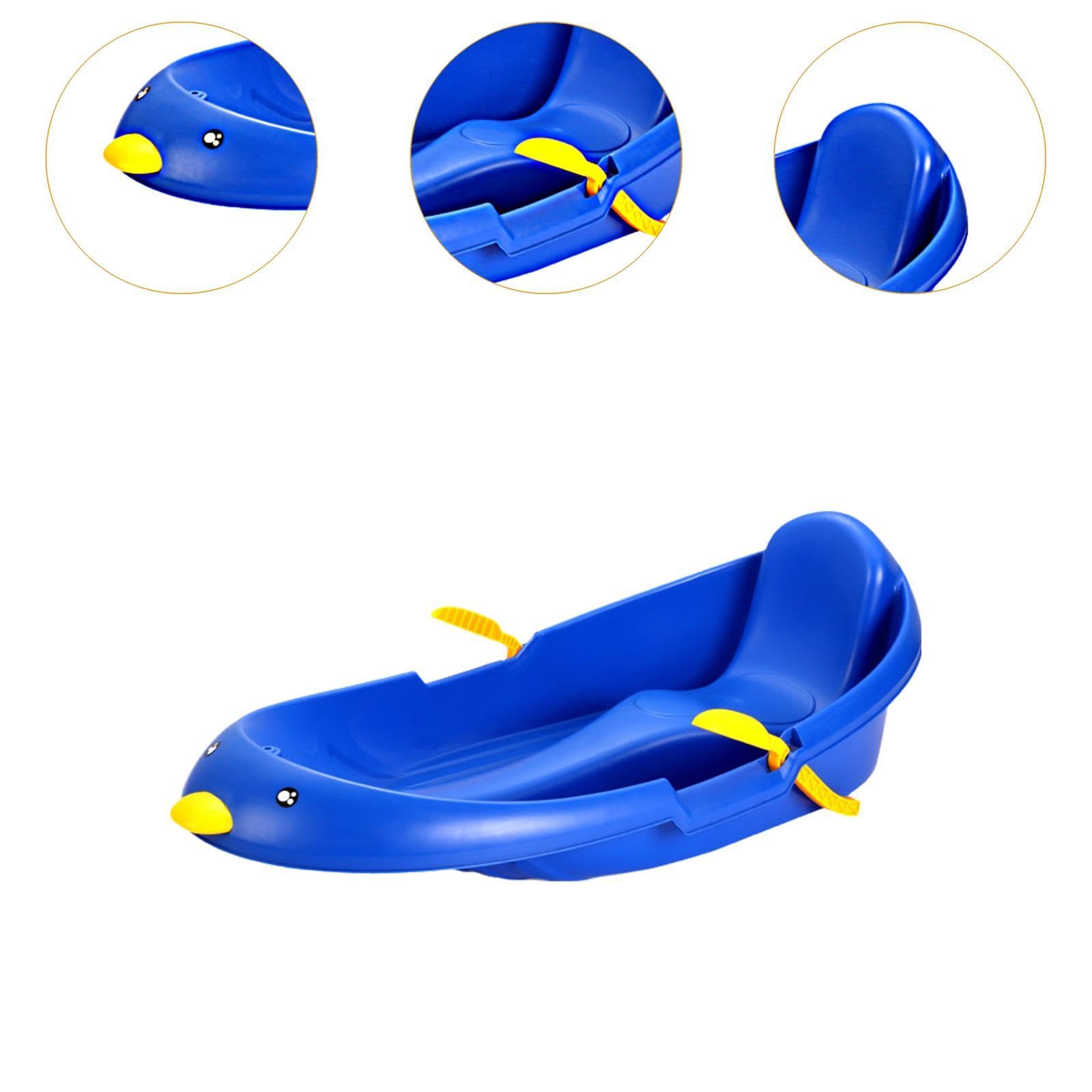 Vaveren Snow Sled with Brake Grass Sled Winter Sports Easy to Use Versatile Lightweight Downhill Sled Ski Sled for Children Kids Boys, Blue