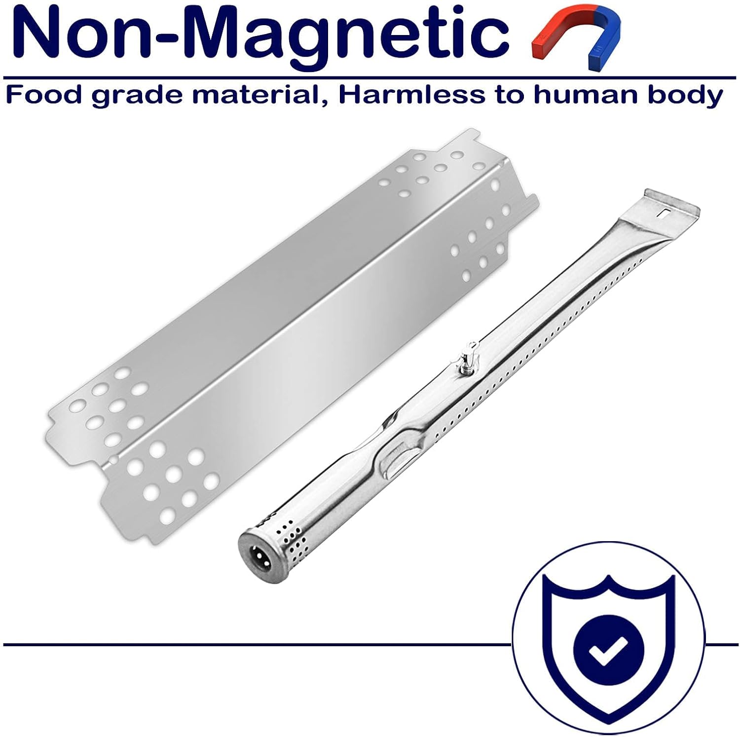 Burner Tube and Heat Plate Shield Stainless Steel Grill Replacement Parts for Charbroil 463436215 463439915 G466-2500-W1 463436214 G432-Y700-W1 G432-0078-W1 463432114 463436213 463439914 467300115 46