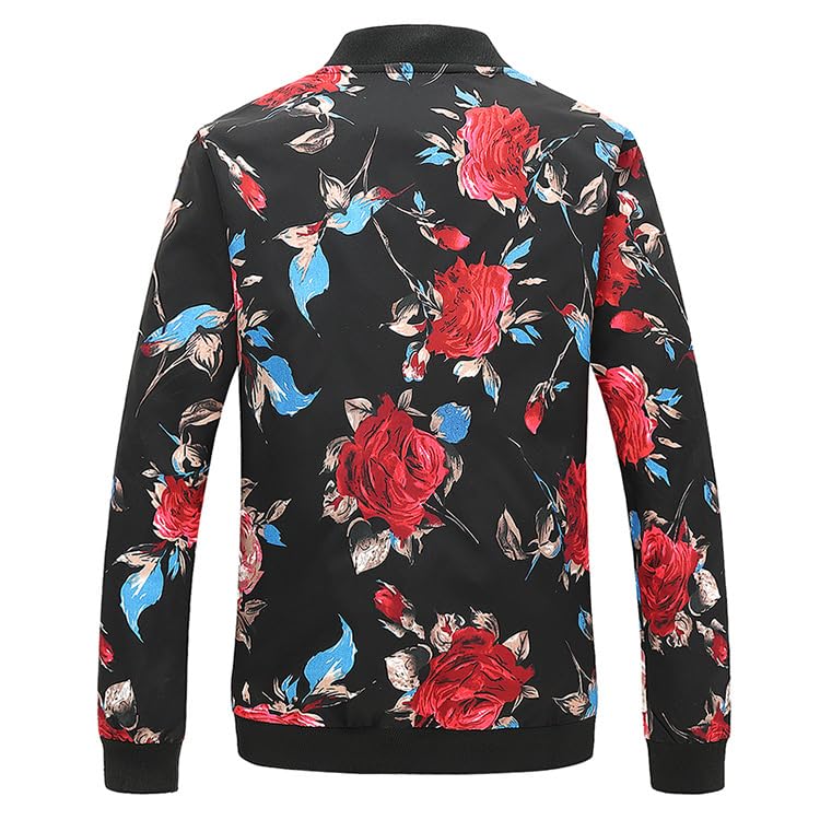 Image of HENGAO Men's Stylish Floral Bomber Jacket