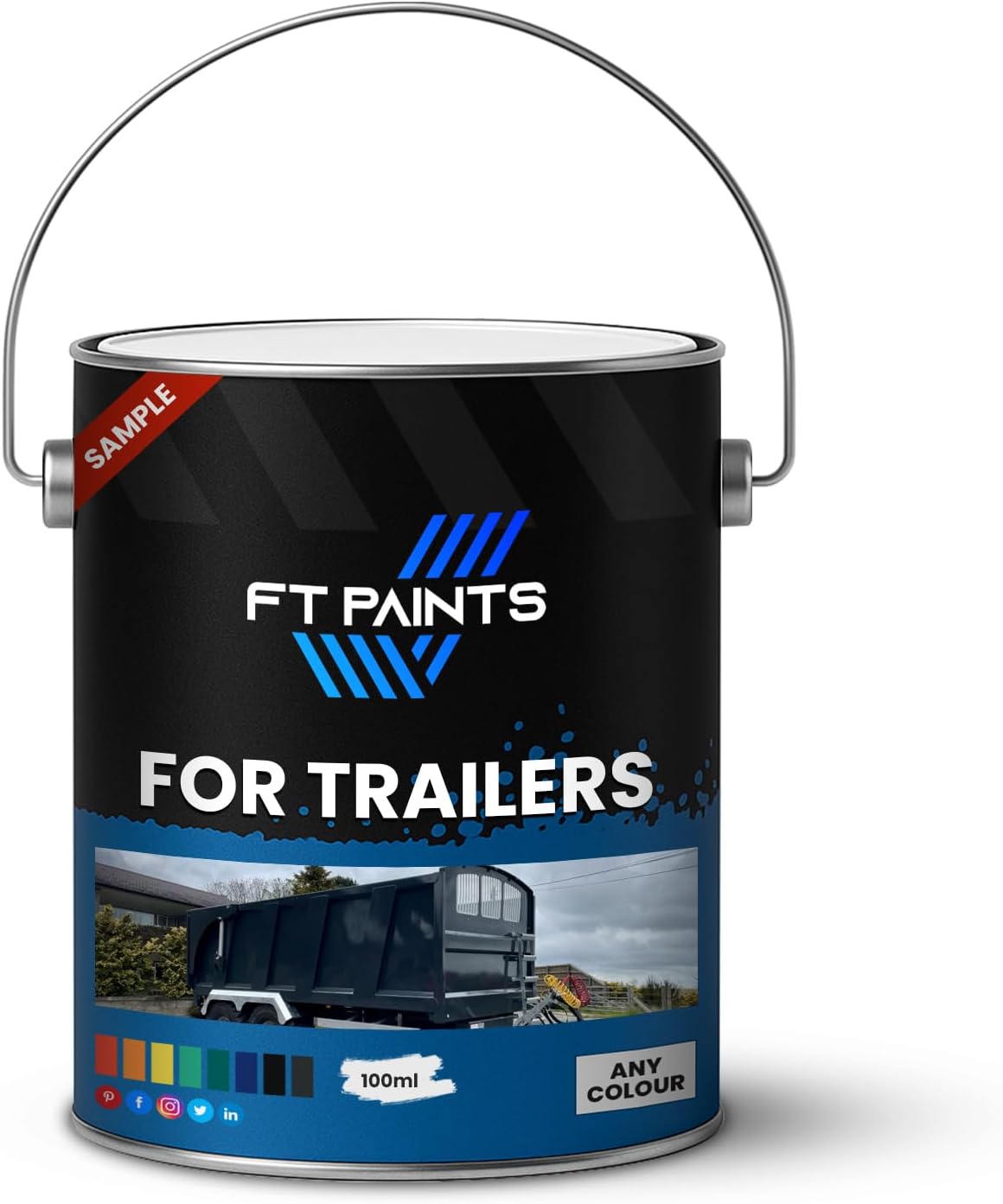 FabioT. FT Paints 100 ml Sample High-Coverage Paint with Satin Finish for Trailers- RAL 6011-Reseda Green