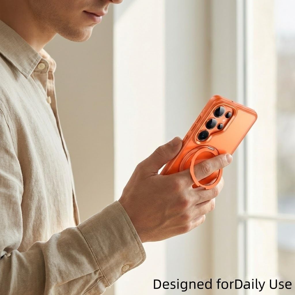 Magnetic Ring Stand Case for Samsung Galaxy S26 / S26+ / S26 Ultra, Compatible with MagSafe, 360° Rotatable Foldable Kickstand, Shockproof Protective Cover with Non-Slip Grip(Black,S26 Ultra)