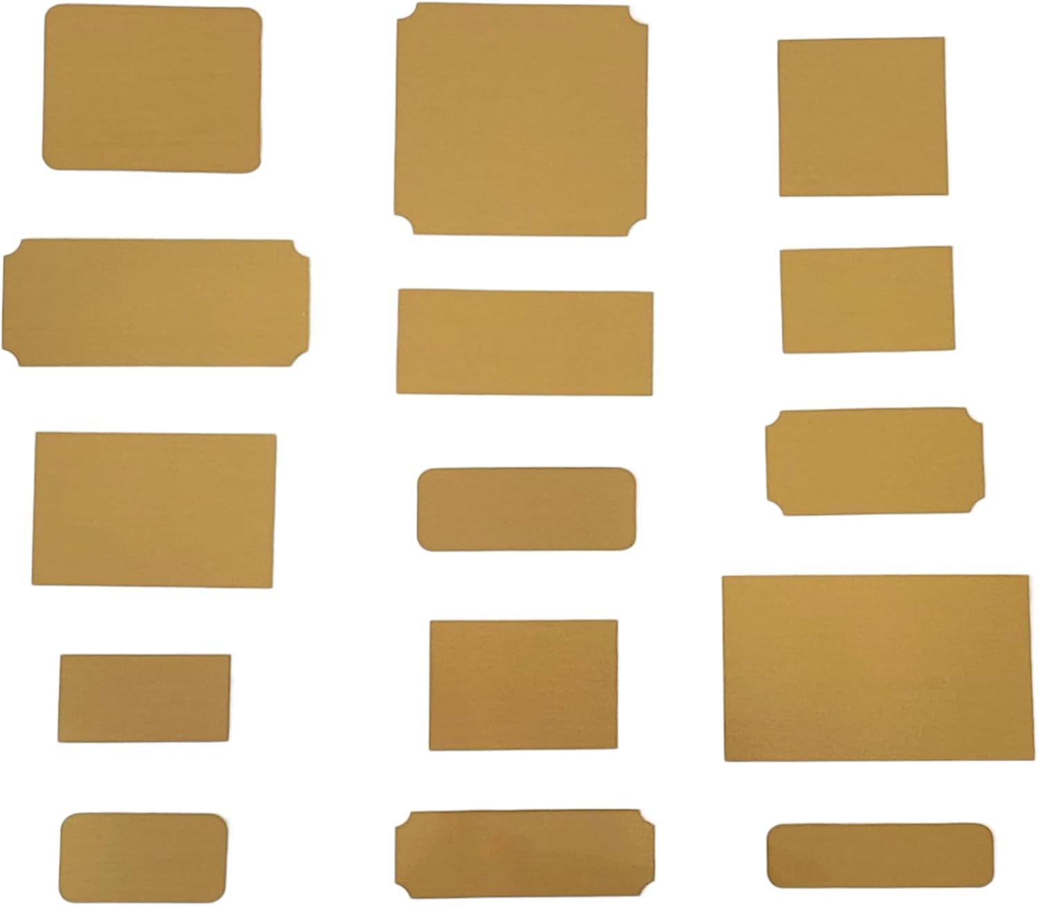 Brass Engraving Name Plate Set 15 Pieces 3 Styles Mixed Sizes 2-3" Maximum Length