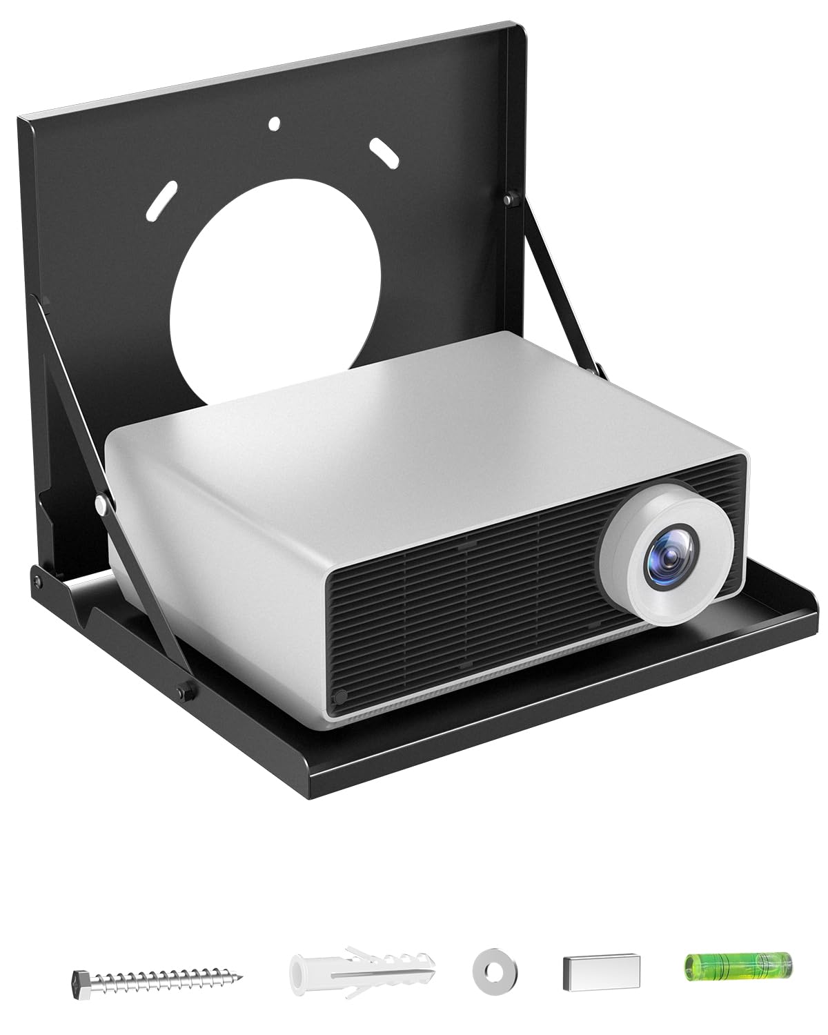 PUTORSEN Supporto a Muro per Proiettore Pieghevole Flip Down fino a 10kg | Piatto come cornice inutilizzata, Montaggio semplice e rapido, Per home cinema, ufficio, riunioni