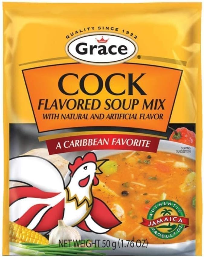 Grace Cock Flavored Soup Mix - 1.76oz - Caribbean Cock Soup Mix - Cock Seasoning Soup Packets - Spicy Chicken Soup Mix - Chicken Spicy Soup Mix Packets - Jamaican Food Products