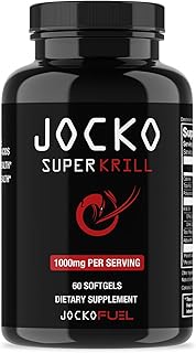 Jocko Fuel Antarctic Krill Oil Omega 3 Fatty Acid Supplements DHA & EPA - 1000mg Softgels - Supports Joints, Mobility & Mental Function (60 Softgels)