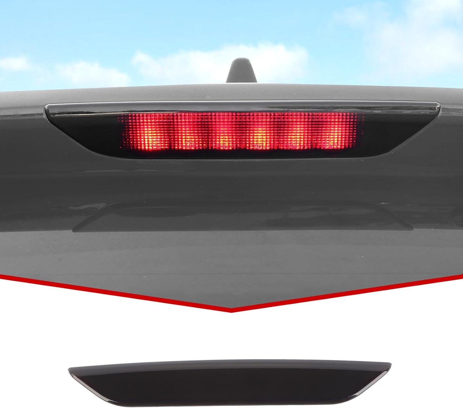 JeCar Third Brake Light Cover High Mount 3rd Brake Light Trim Compatible with Jeep Grand Cherokee 2011-2022/Compass 2011-2016/Durango 2014-2020, Smoked Black