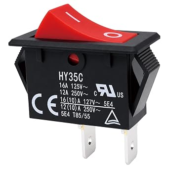 1-Pack HY35C Rocker Switch SPST 2-Pin 16A/125V 12A/250V Push Button Switch Compatible with Industrial Equipment, Power Tools, HVAC Systems