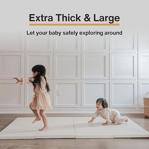 Miniatura 3 de Alfombra de juego plegable de lujo para bebé, perfecta para gatear, tiempo boca abajo y reducción de ruido (grande 94.5 x 55 pulgadas, piedra)