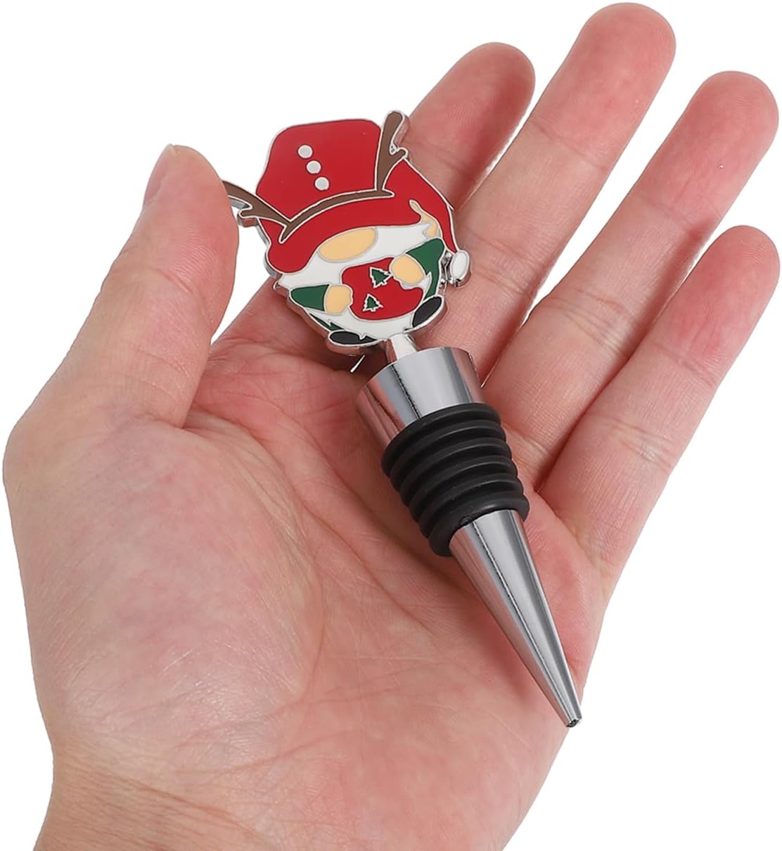 Wine Bottle Stopper, 3 Pieces Christmas Santa Decorative Wine Bottle Stopper Metal Reusable for Keeping Fresh Wedding Holiday Birthday Christmas Party Supplies
