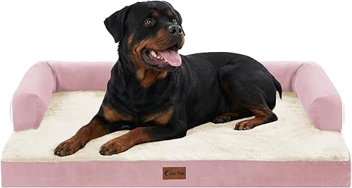 Miniatura 30 de Cama ortopédica para perros extragrandes, cama de espuma XL con forma de caja de huevos impermeable con lados 45x35 pulgadas, cama de sofá para