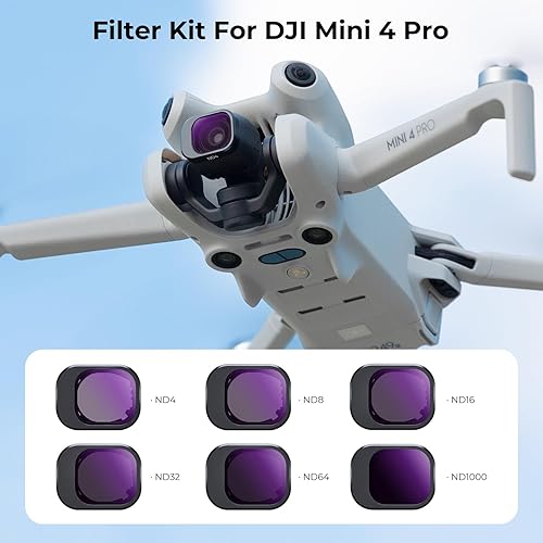 Miniatura 2 de K&F Concept Paquete de 6 filtros ND compatibles con DJI Mini 4 Pro, (ND4 ND8 ND16 ND32 ND64 ND1000) Filtros de vidrio óptico de densidad neutra