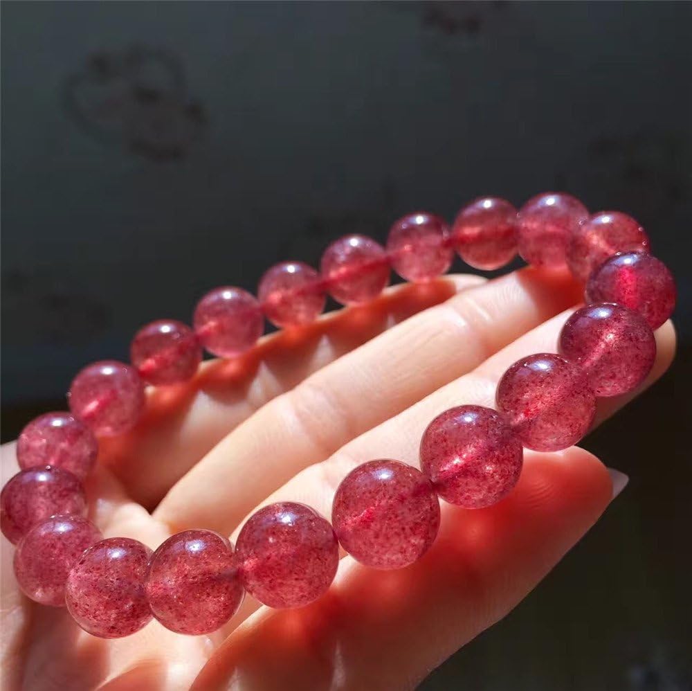 Mimeier 8-14mm Natural Strawberry Quartz Round Bracelet Beads Strand, Grade AAAAA (061CS) (8mm)