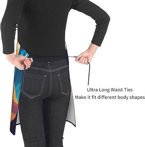 Miniatura 8 de Astronaut In A Space Suit On The Planet Print Kitchen Cooking Apron, Adjustable Waterproof Apron With Pockets, Unisex