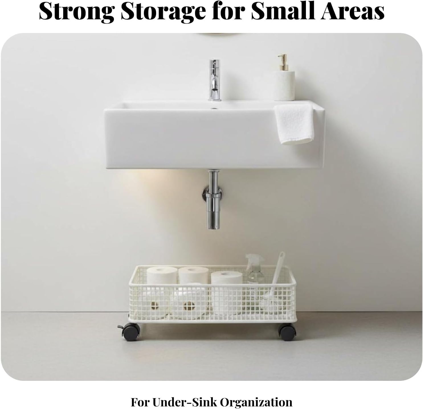 Under Desk Storage Cart Mobile Bookshelf Bathroom Cabinet Organizer Rolling Cart for Crafts Toys Kitchen, L