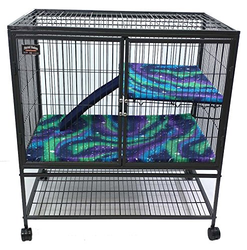 Piggy Bedspreads Fleece Liners For Ferret Nation Critter Nation Cage (Single, Northern Lights) Cage Not Included #TOP1