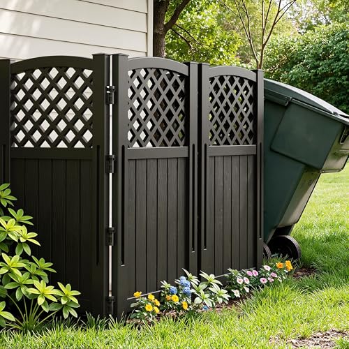 Image of Greesum Outdoor Air Conditioner Fence, Privacy Screen 4 Panels, Black