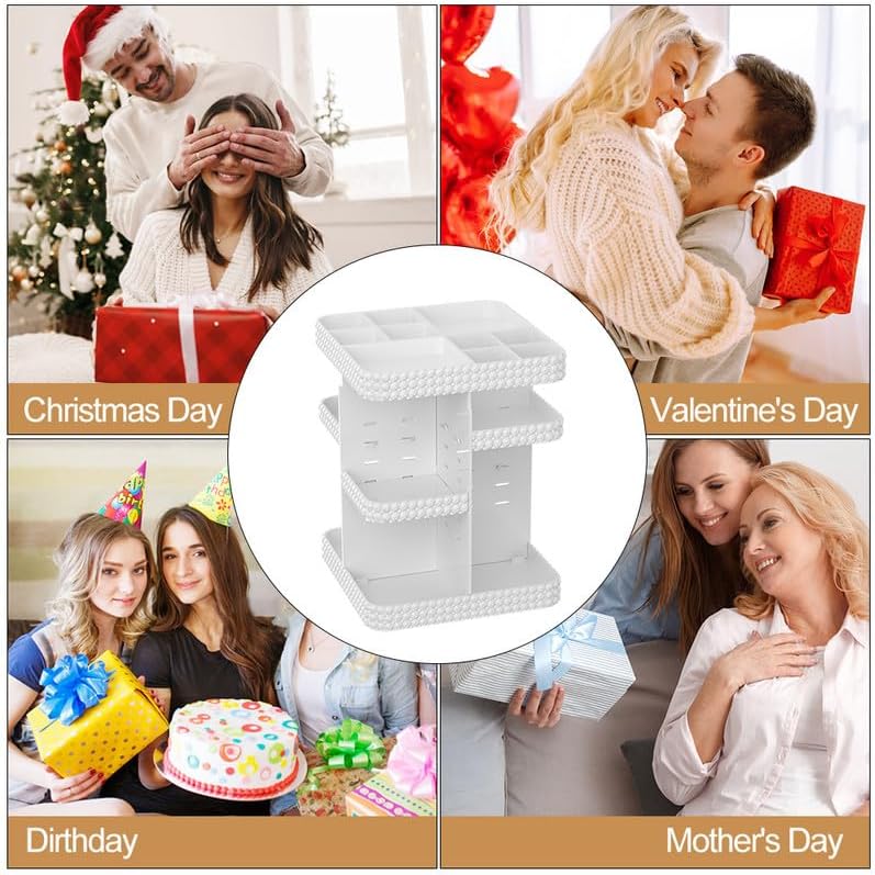 Miniatura 7 de Organizador de maquillaje giratorio de 360, organizador de tocador de gran capacidad con bandejas ajustables para bricolaje, cepillo de maquillaje,
