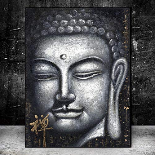 Cuadros de Buda pintados al óleo en lienzo vintage plata Onlymygod1 para decoración de pared 1