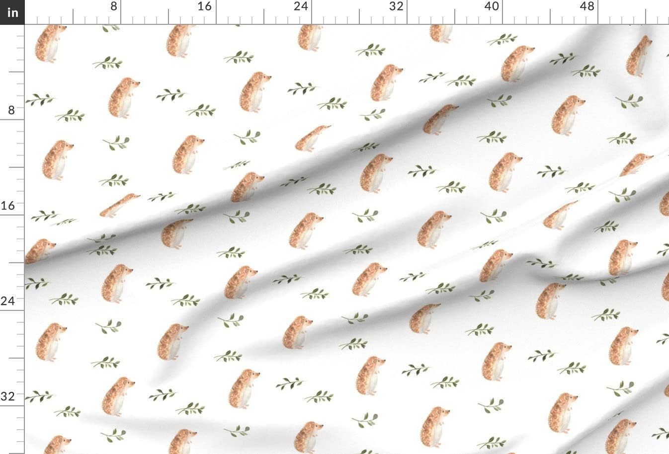 Spoonflower Fabric - Hedgehog Watercolor Vines Boy Gender Neutral Nursery Woodland Printed on Upholstery Velvet Fabric Fat Quarter - Upholstery Home Decor Bottomweight Apparel