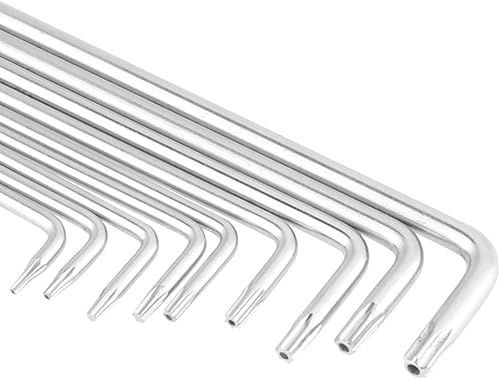 Miniatura 6 de Juego de 9 llaves hexagonales Torx, brazo largo a prueba de manipulaciones, herramienta de reparación de par con clip organizador en forma de L para