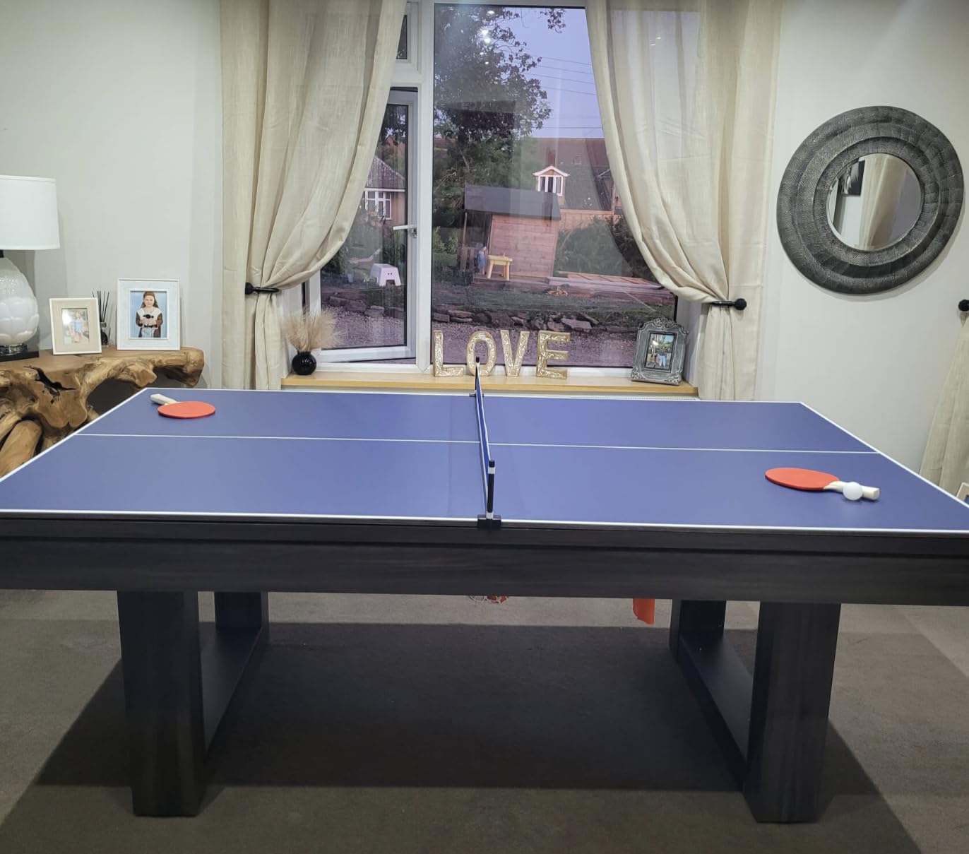 Tavolo da biliardo multifunzionale con piano da pranzo e ping pong, 1,8 m/2,1 m, tutti gli accessori inclusi, perfetto per giochi in famiglia e tempo libero