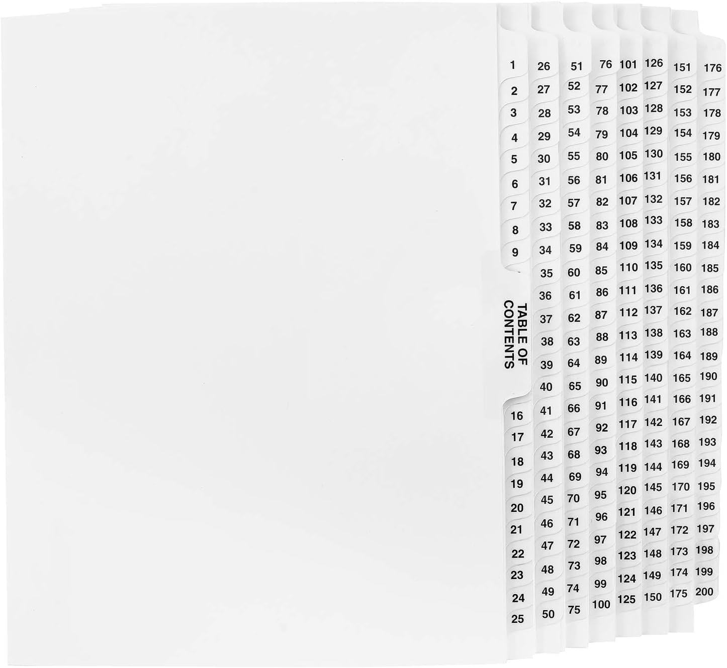 Exhibitindexes® Side Collated Exhibit Tabs - AVE Style Bold Font Made in The USA | Letter Size - 1-200 - Sets