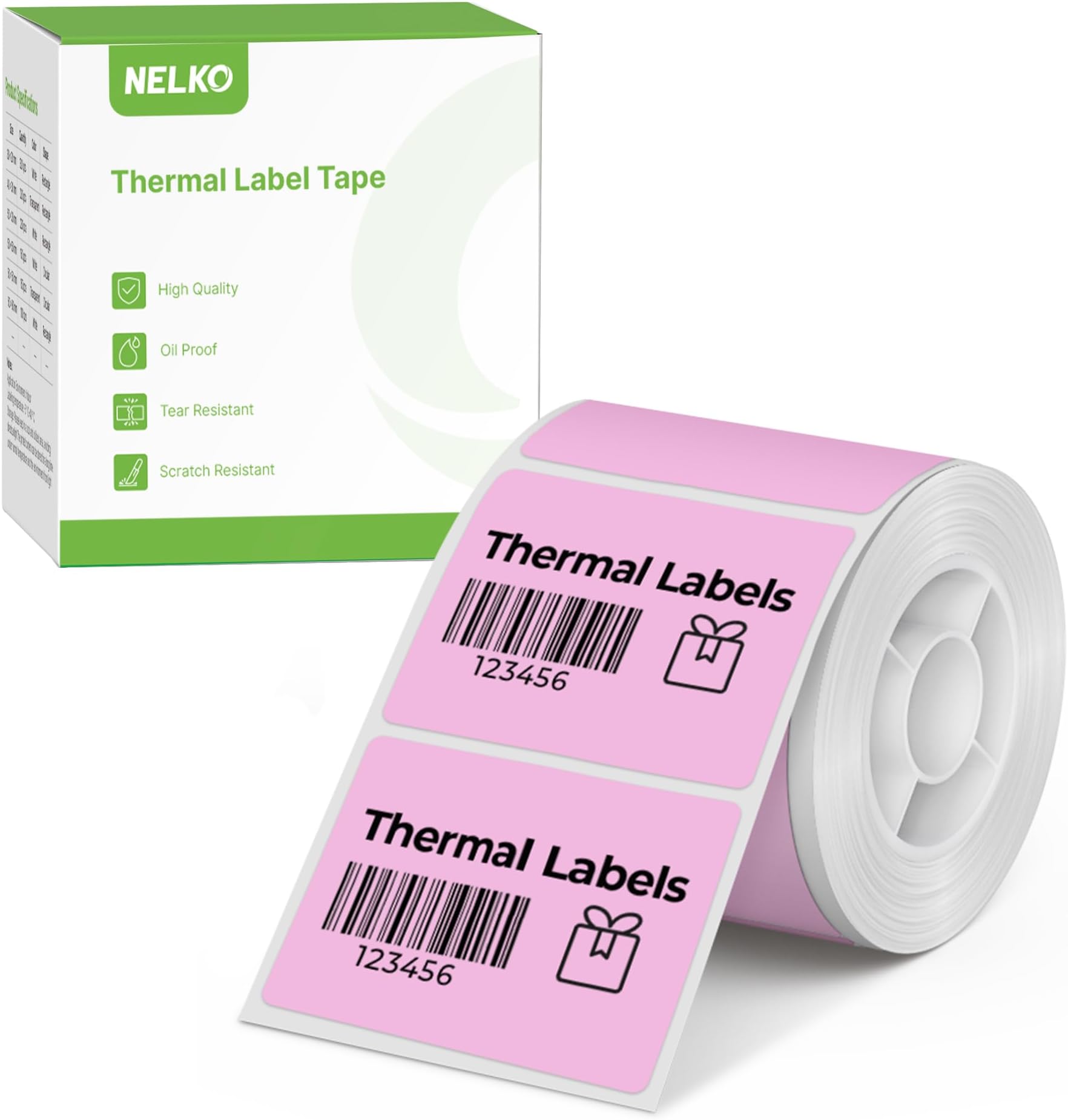 Thermal Labels for Nelko PM220 Label Maker, 1.57" x 1.18" (40x30mm) Waterproof Multi-Purpose Sticker, 1 Roll of 230 Self-Adhesive Thermal Paper (Pink)